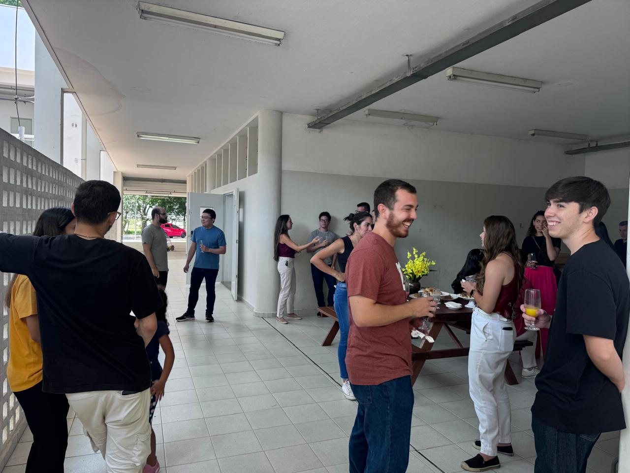 BBLab members and visitors gathered in a corridor