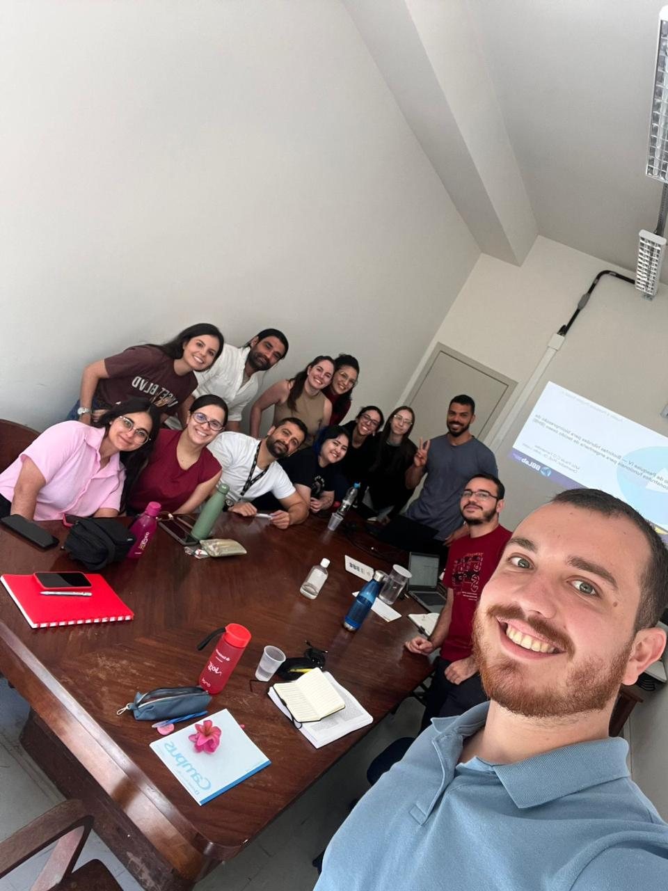 BBLab group meeting around a research table
