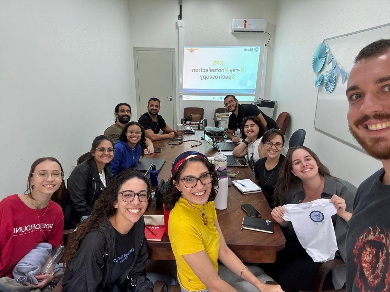 BBLab team gathered after an X-ray photoelectron spectroscopy discussion