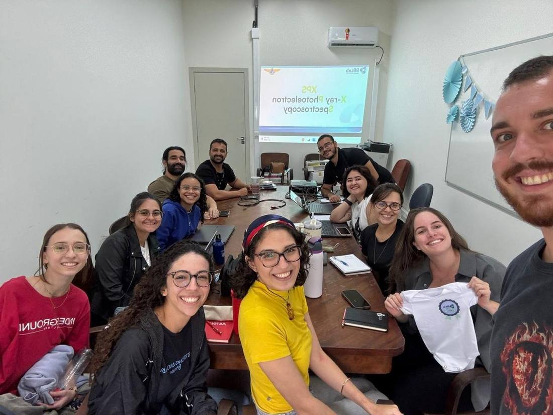 BBLab team gathered after an X-ray photoelectron spectroscopy discussion